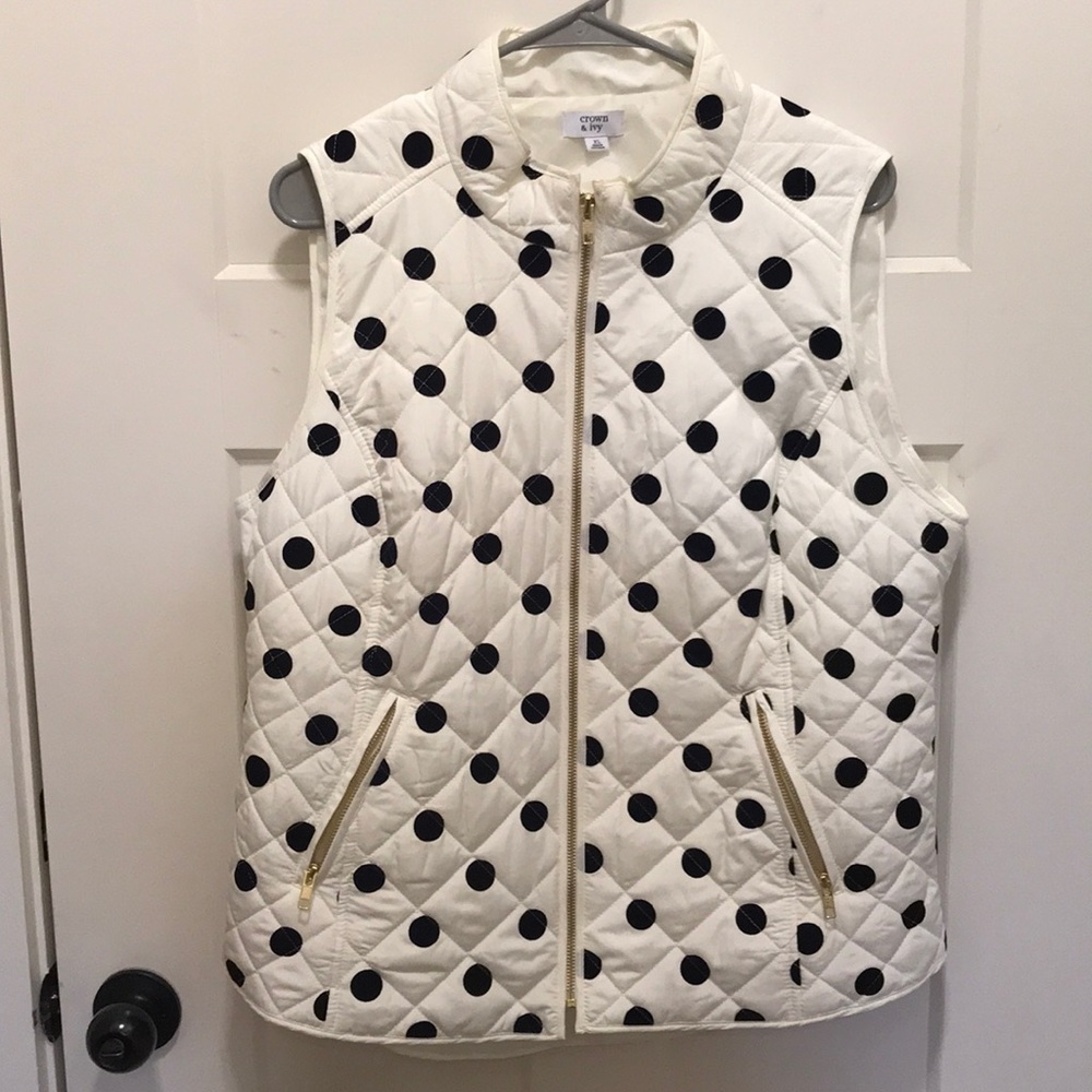 Cream Black Polka Dot Vest